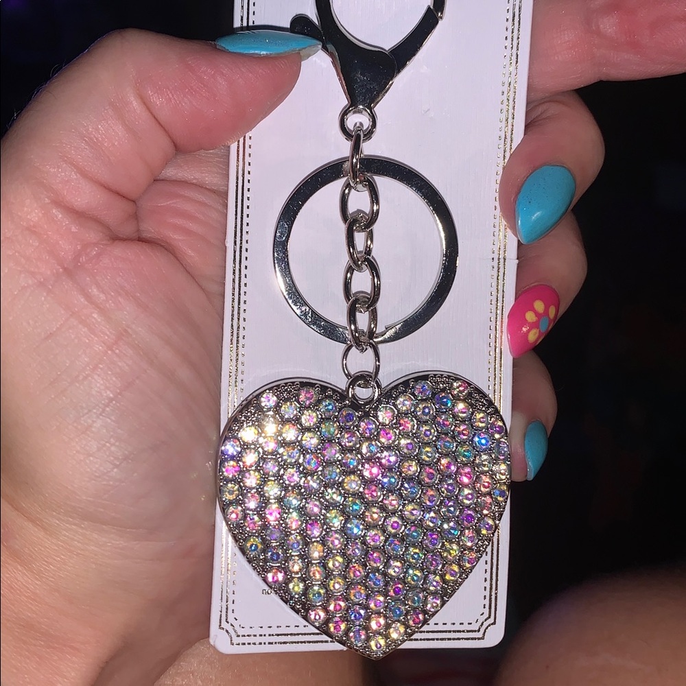 Crystal AR Heart purse/bag charm Keychain nwt